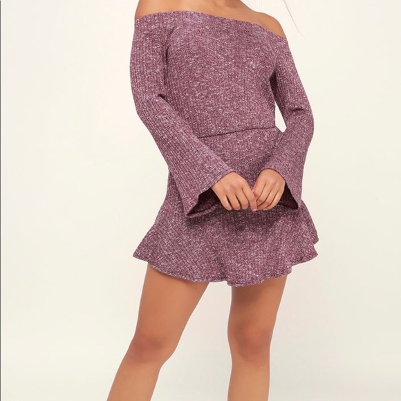 Lulu’s Burgundy Off-the-Shoulder Skater Dress - Picture 3 of 6